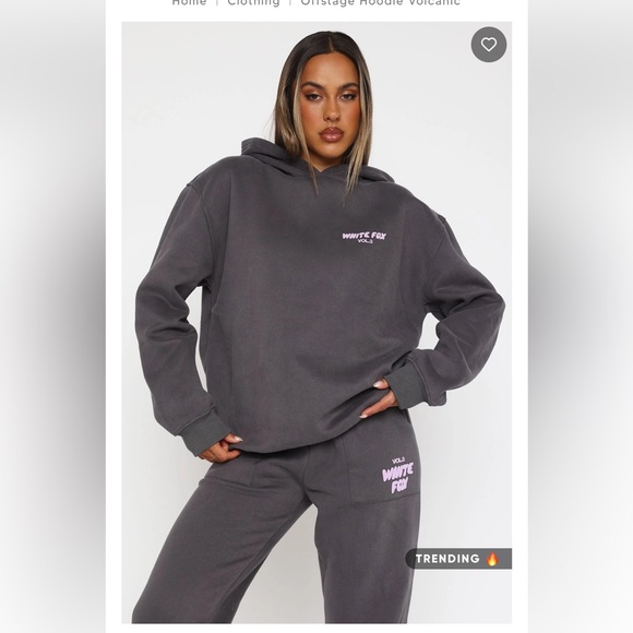 White Fox Boutique Vol. 3 Gray Hoodie and sweatpants with Pink Logo - Picture 2 of 7